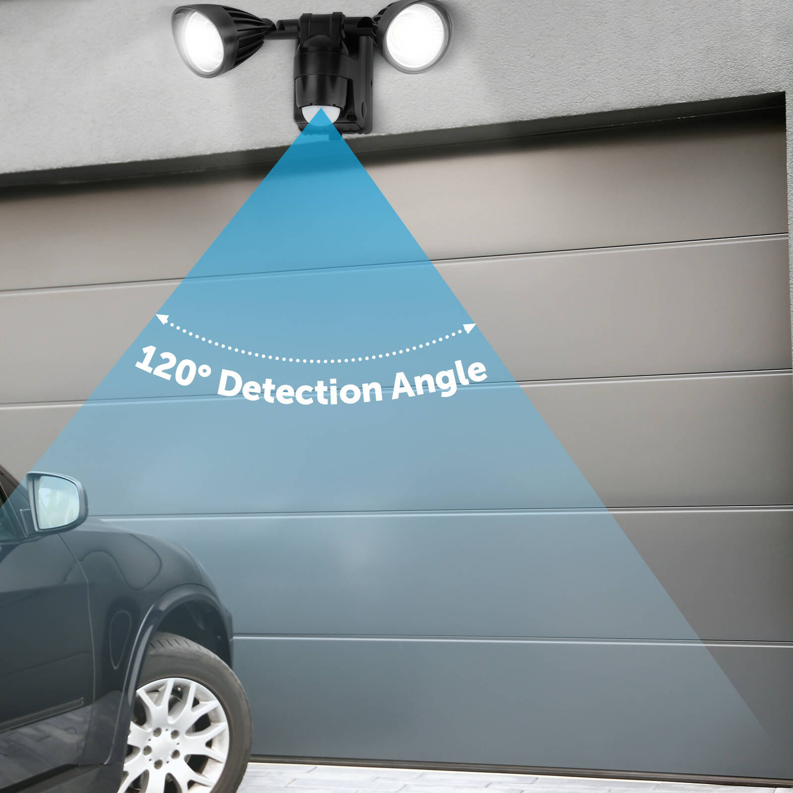 Arlec 6.5W LED Spotlight with Motion Sensor, Twin Head, Battery Operated, Black (MAL634)