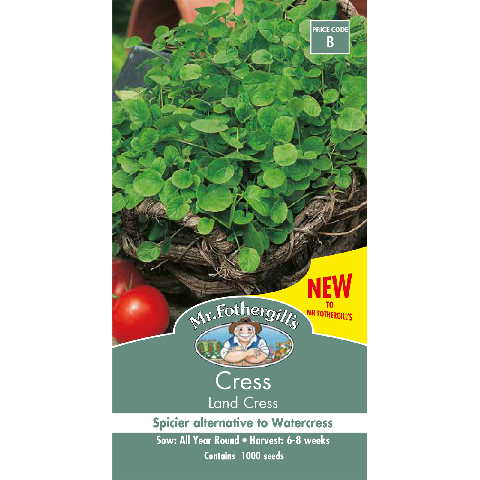 Mr Fothergill's Land Cress Seeds, Peppery Flavour for Shade & Containers