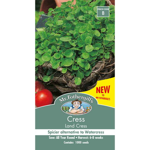 Mr Fothergill's Land Cress Seeds, Peppery Flavour for Shade & Containers