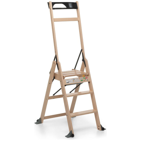 Foppapedretti Lascala 3 Wood Ladder - Solid Beechwood, 150kg Max Load, EN 131 Certified - F9900350003