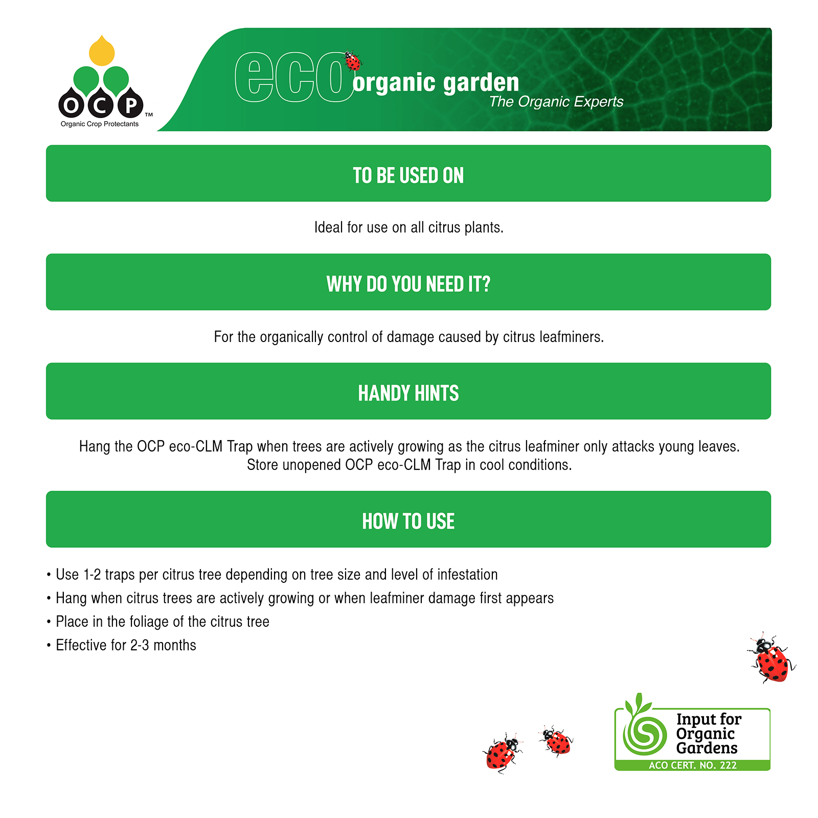 OCP Eco-CLM Trap Citrus Leafminer Control, Fruit & Vegetable Friendly, Non-Hazardous