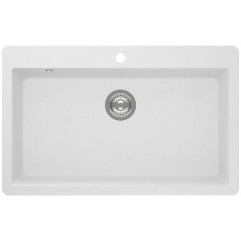 Abey Cristalite Plus single bowl topmount sink - Alpina White, antibacterial, stain-resistant - VN-100XLW
