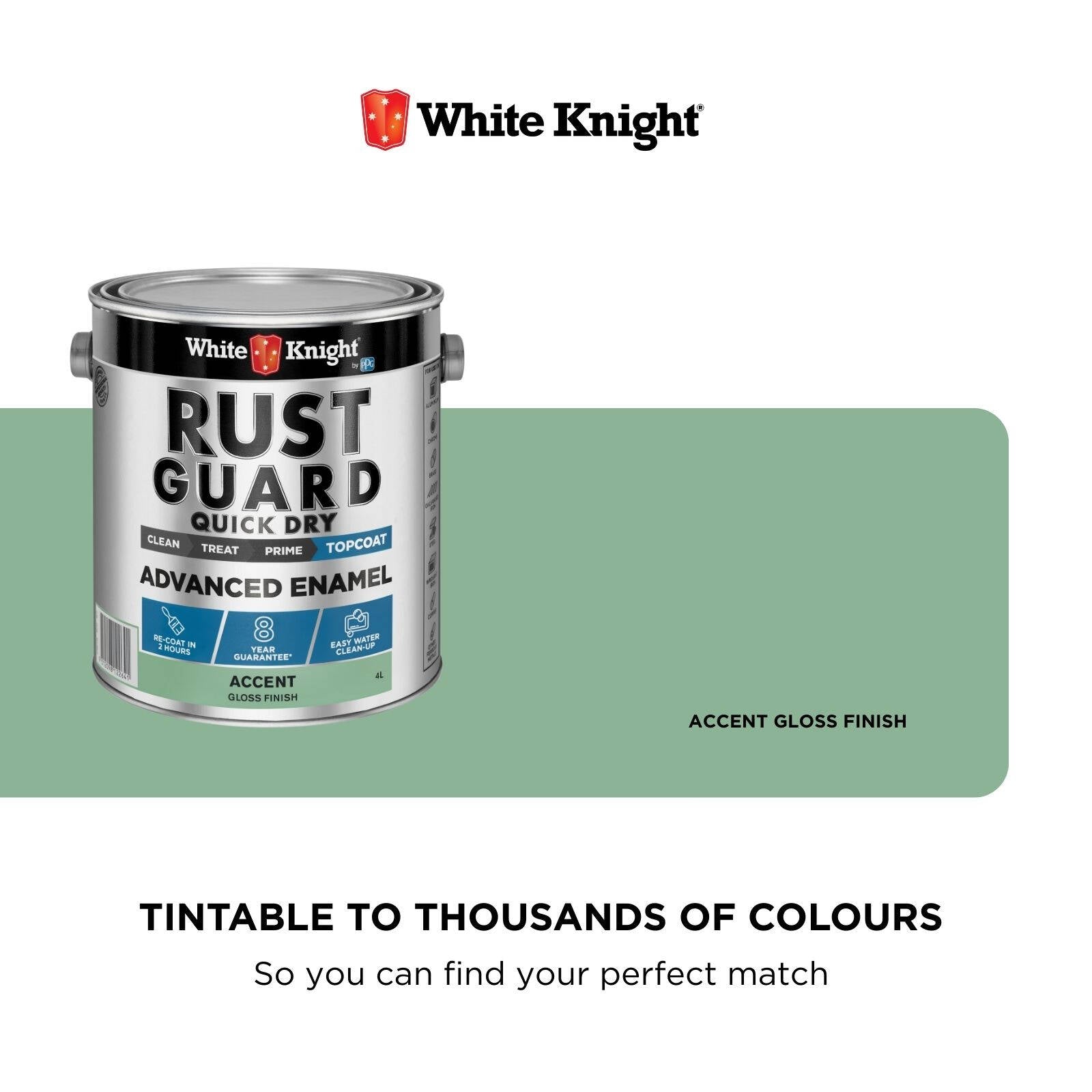 White Knight Rust Guard 4L Accent Gloss Quick Dry Advanced Enamel Paint