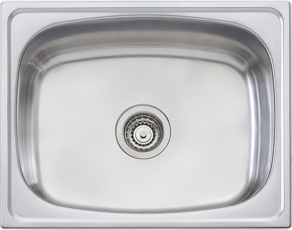 Oliveri 45L single bowl topmount laundry tub - 304 grade 18/10 stainless steel, no tap hole - TI45