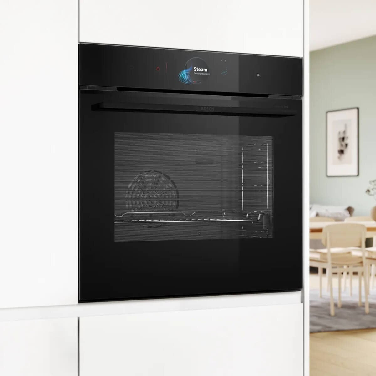 Bosch Series 8 60cm Built-In Steam Oven - 71L, 24 Functions, Sous Vide, Meat Probe, Black - HSG958DB1A