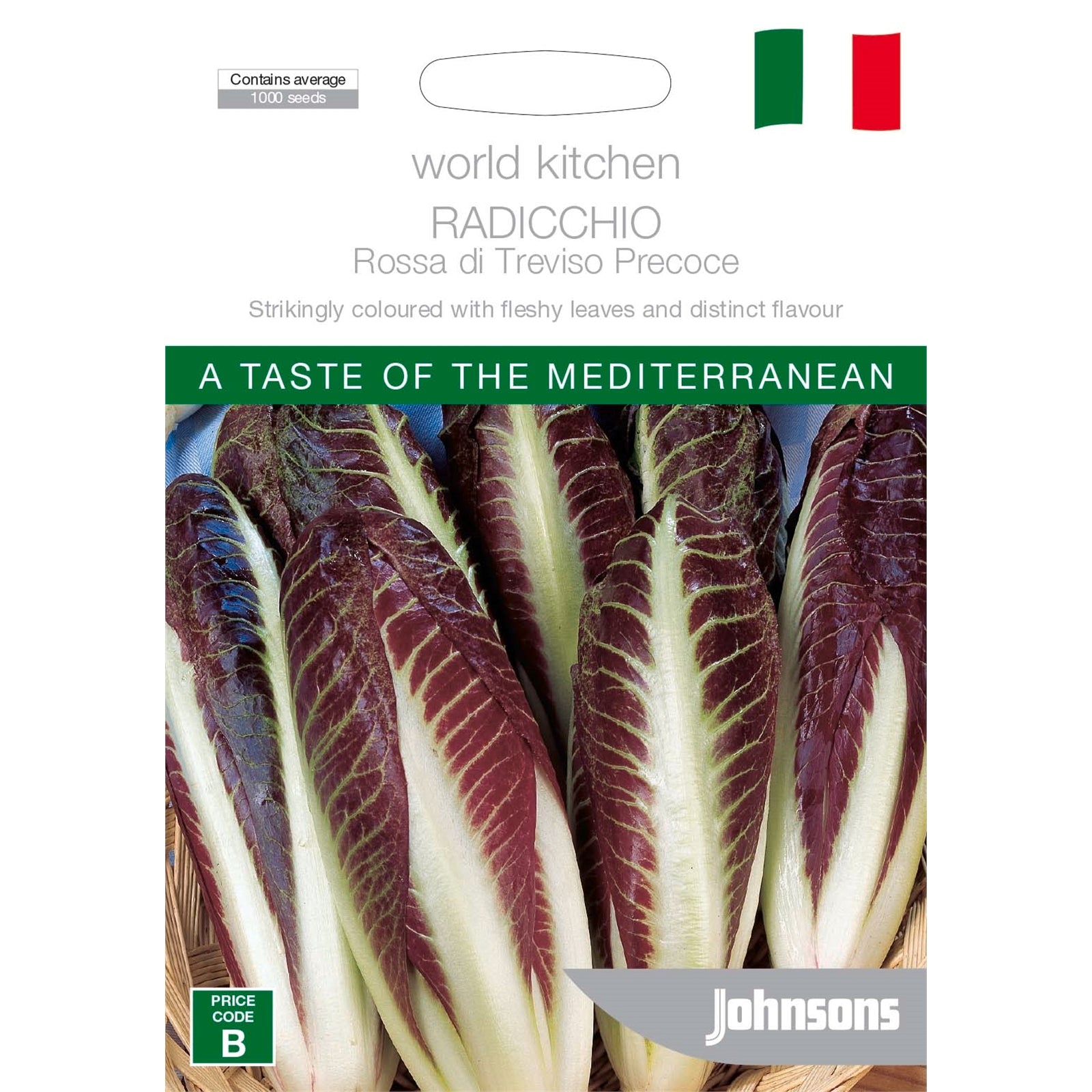 Johnsons Radicchio Rossa Di Treviso Seeds, Deep Red Italian Salad Leaf, Sun or Part Shade
