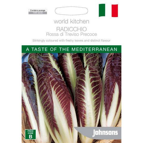 Johnsons Radicchio Rossa Di Treviso Seeds, Deep Red Italian Salad Leaf, Sun or Part Shade
