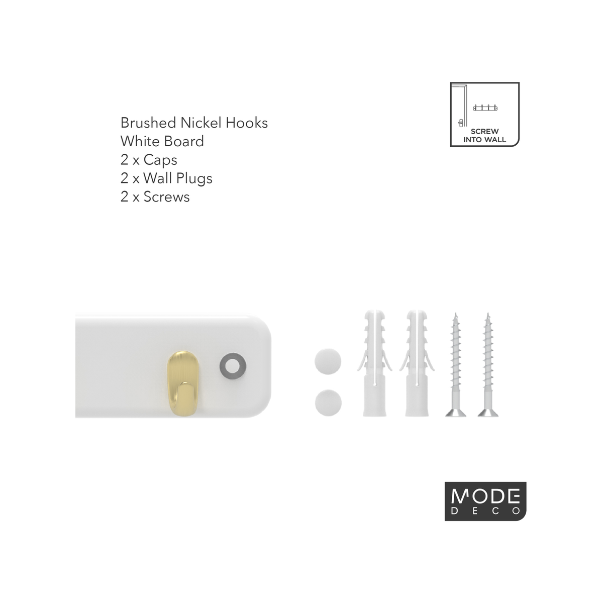 MODE 4 Brushed Brass Hooks White Board Key Rack