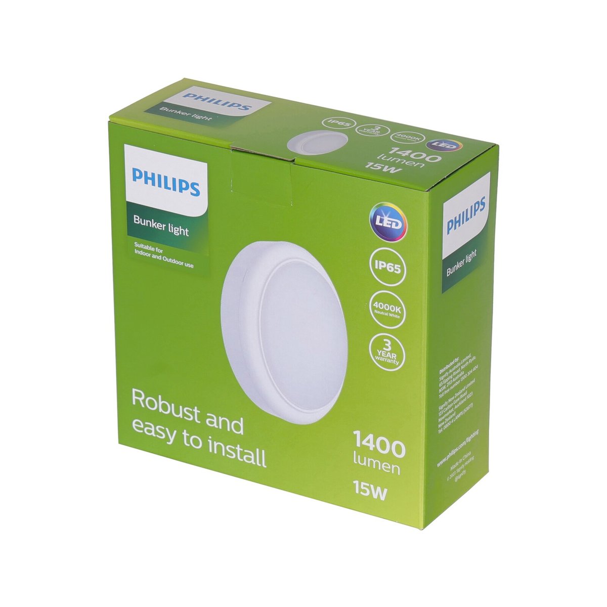 Philips LED 1000lm Cool White 15W Outdoor Bunker Light, Weather Resistant 911401878785