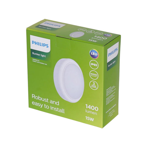 Philips LED 1000lm Cool White 15W Outdoor Bunker Light, Weather Resistant 911401878785