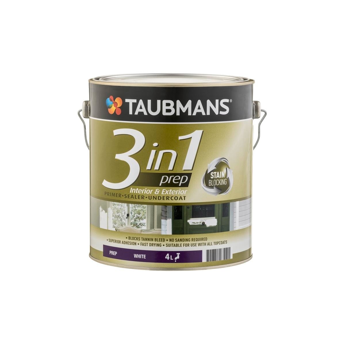 Taubmans 4L White 3 in 1 Primer Undercoat Sealer Paint - Fast Drying - 100% Acrylic - SuperSaverAU - view 1