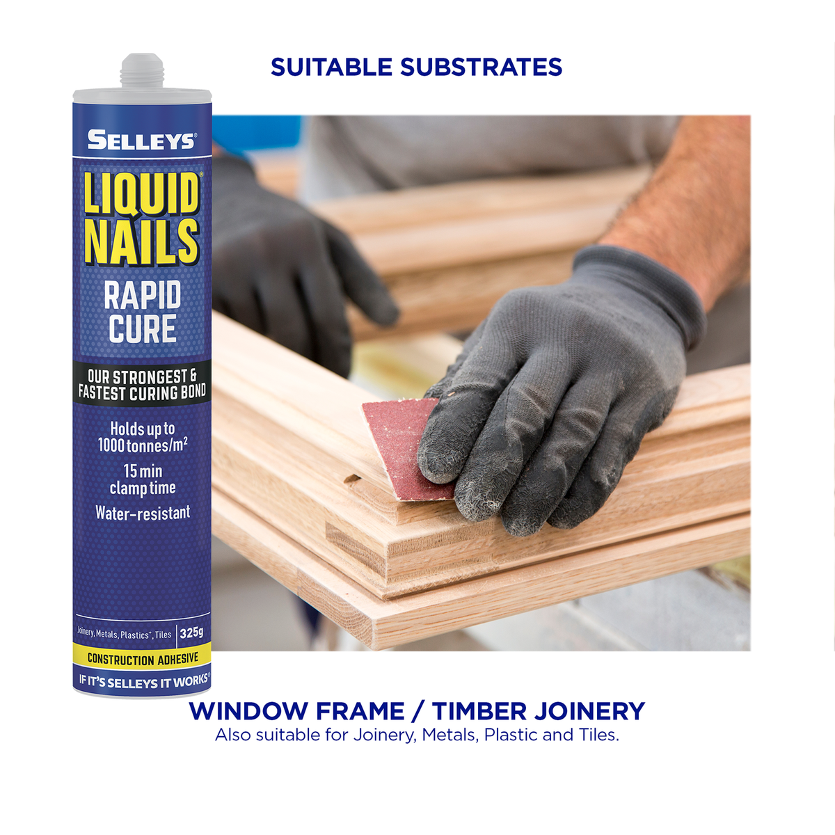 Selleys Liquid Nails Rapid Cure 325g Polyurethane Waterproof Adhesive - SuperSaverAU - view 5