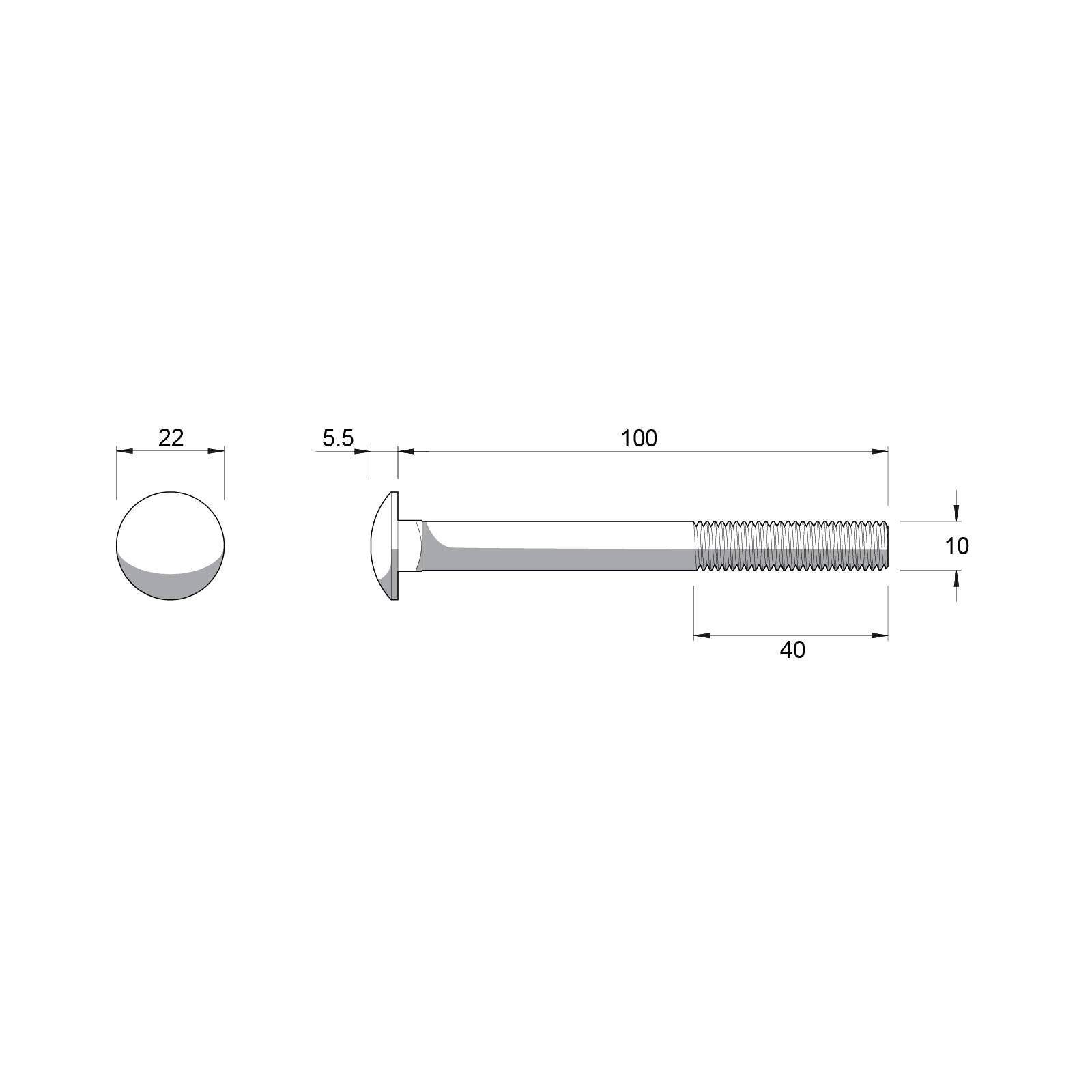 Zenith M10 x 100mm Hot Dipped Galvanised Cup Head Bolt and Nut - 4.6 Grade Steel, Each