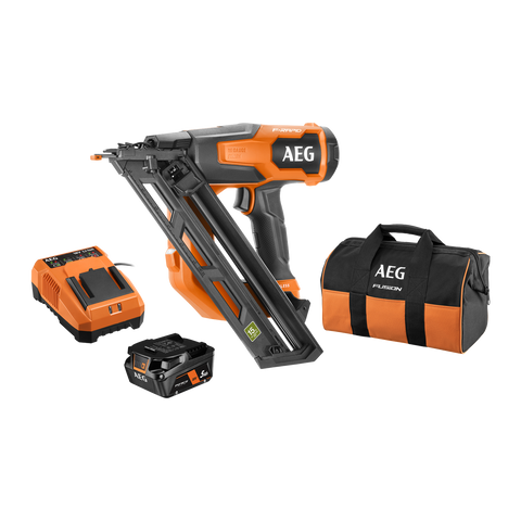 AEG 18V F-RAPID 15GA DA Angled Brad Nailer 5Ah FORCE Kit A18FN15DA51