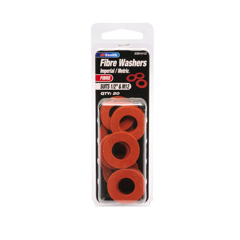Zenith 1/2 inch and M12 Fibre Washer - 20 Pack