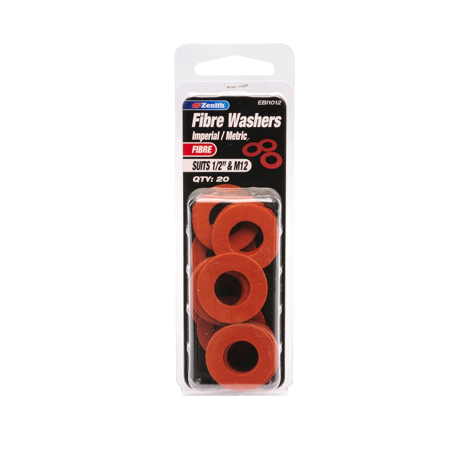 Zenith 1/2 inch and M12 Fibre Washer - 20 Pack