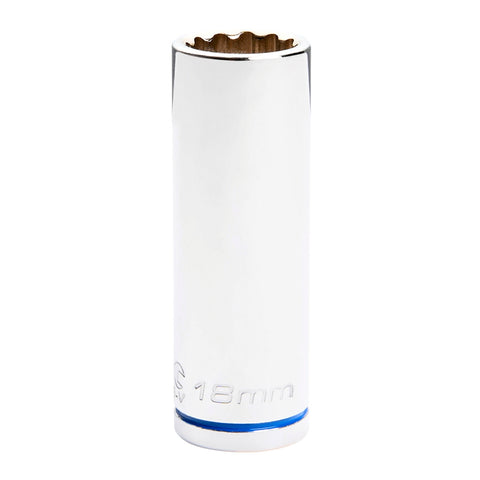 Kincrome 18mm 1/2" Drive Deep Socket, Chrome Vanadium Steel, 12 Point, Rust Resistant