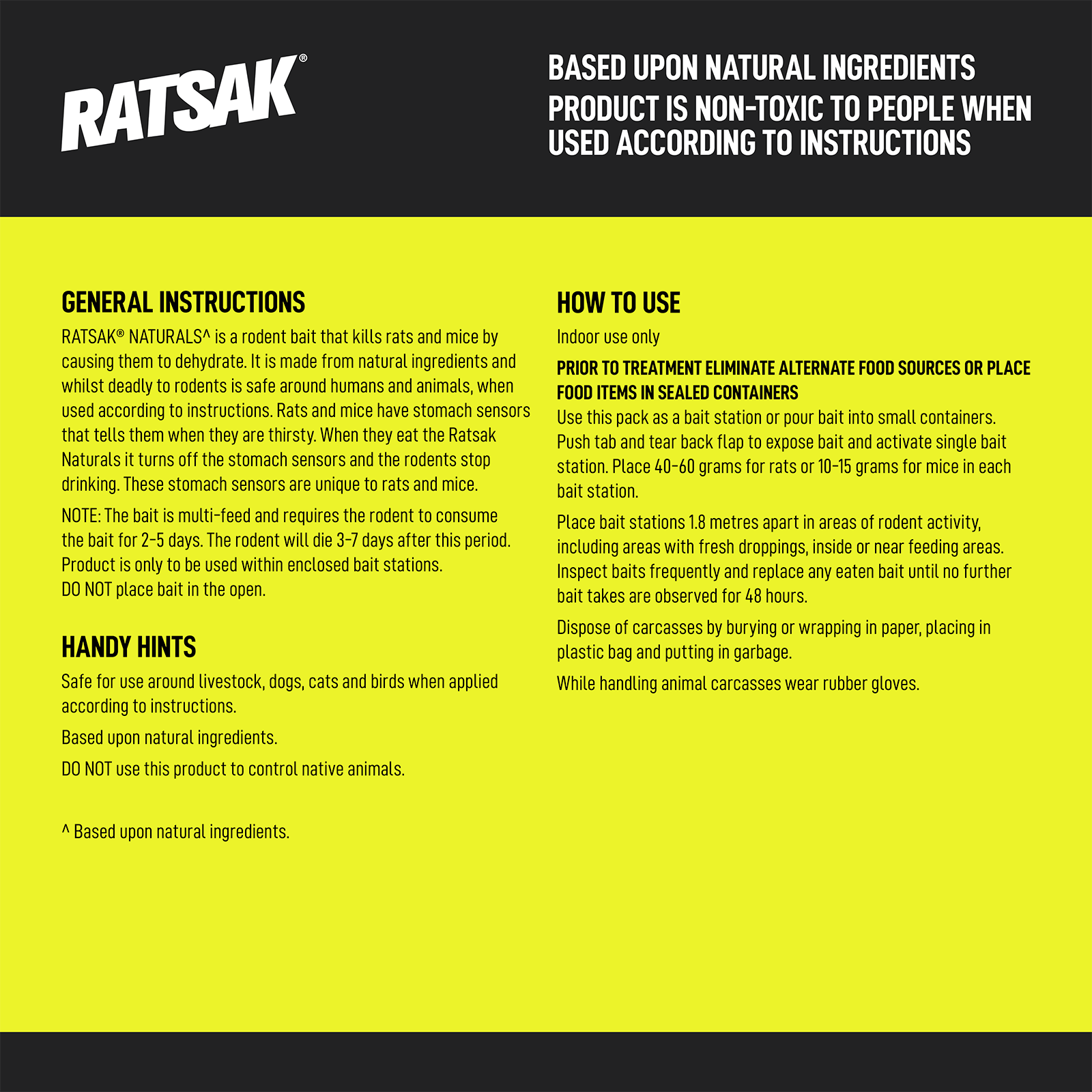RATSAK 450g Naturals Rodenticide Bait Pellets Indoor
