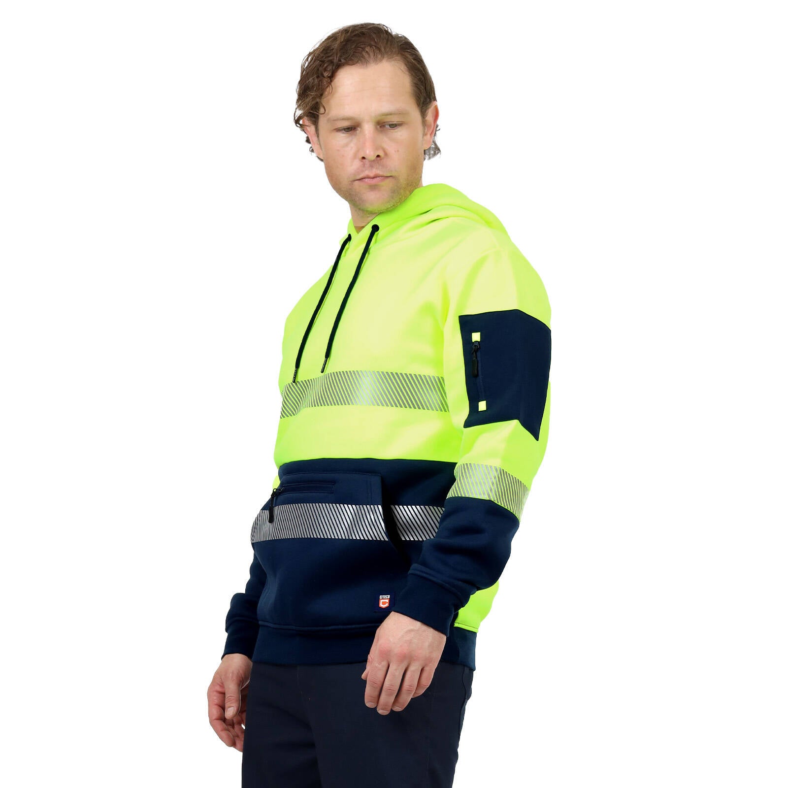 Citeco Yellow Hi Vis Taped Hoodie - Men's Reflective Polyester, Small