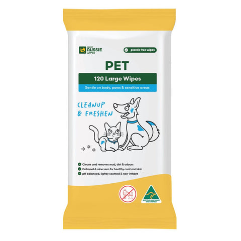 Great Aussie Wipes Pet Wipes - 120 Pack - Plant-Based - Cleans Mud & Odours - SuperSaverAU - view 1