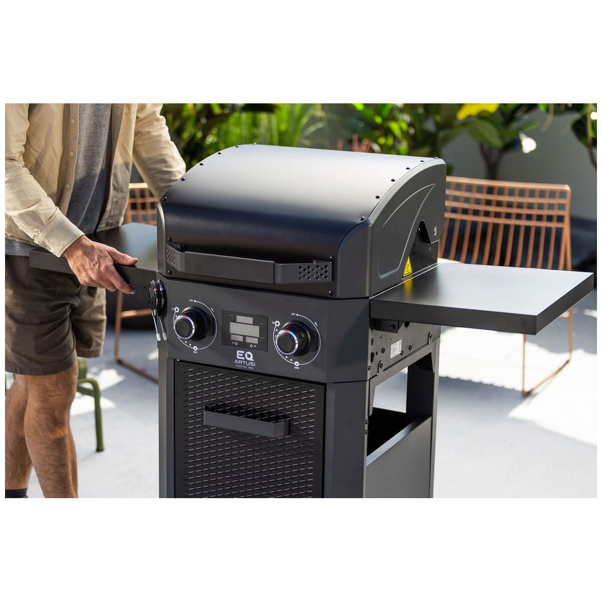 Artusi 2 Burner Electric Freestanding BBQ - Matte Black - Dual Cooking Zones - Two Meat Probes - ATBBQ2ET