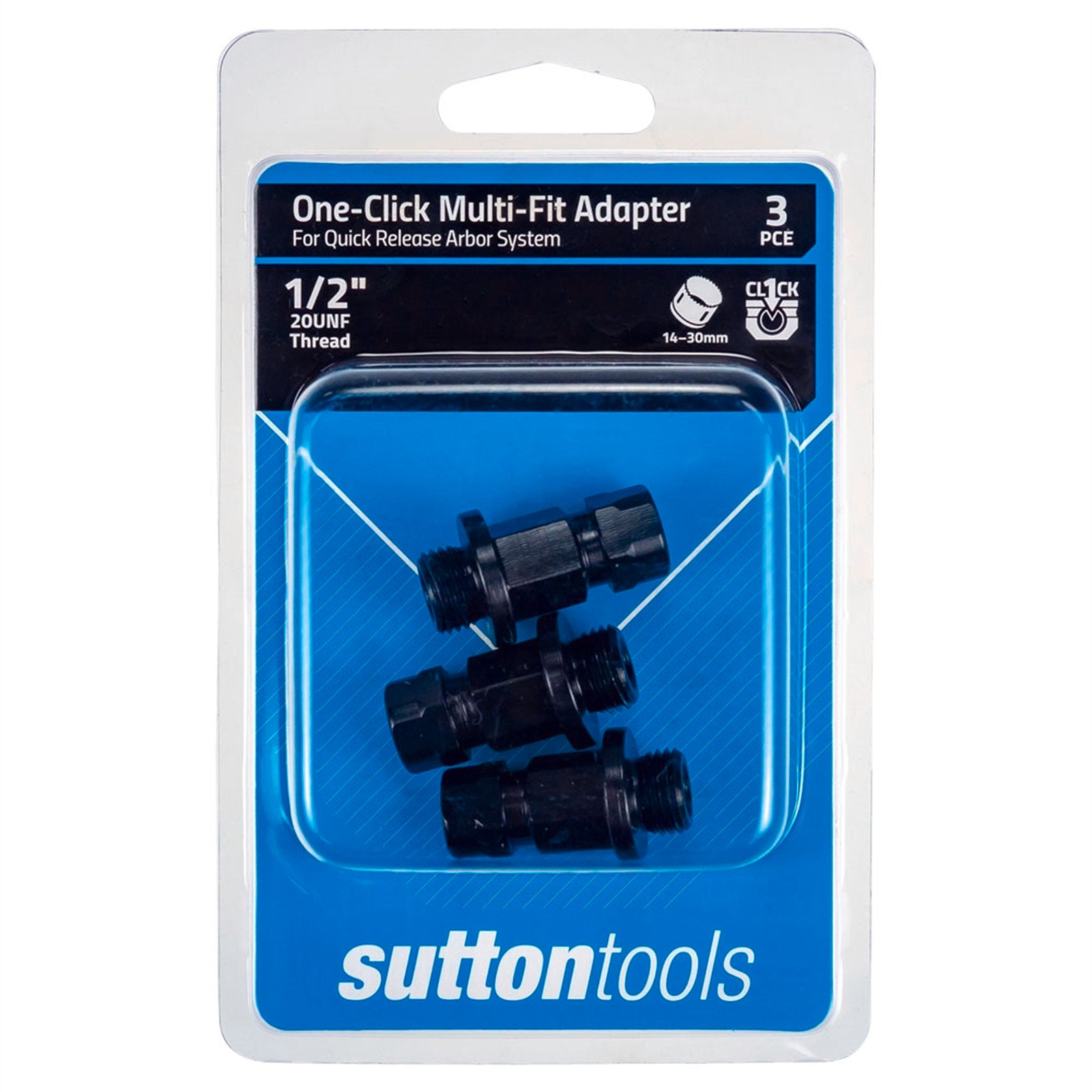 Sutton Tools 14-30mm Holesaw Adaptor 3 Pack Steel Blue