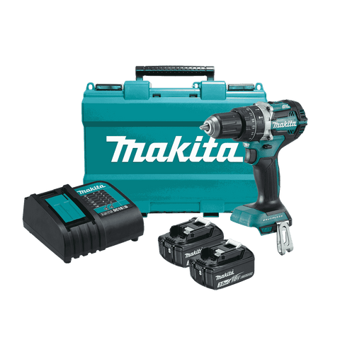 Makita 18V LXT Brushless Hammer Driver Drill Kit DHP484SFE, Cordless Drill Kit with Charger