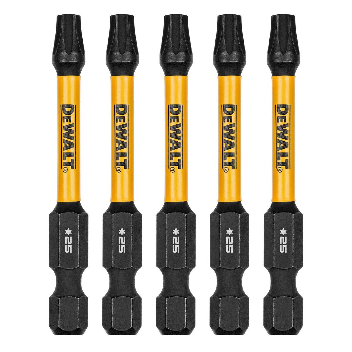 DeWALT FLEXTORQ 57mm TX25 Impact Screwdriver Bit 5 Pack DWAF2TX25IR5