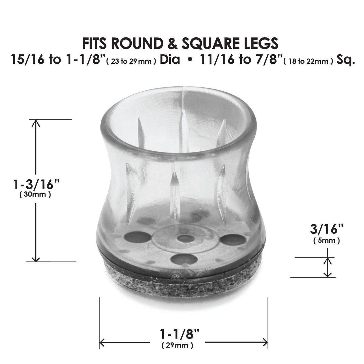 Slipstick 23-29mm Clear Sleeve Outdoor Berber Furniture Floor Protector 8 Pack