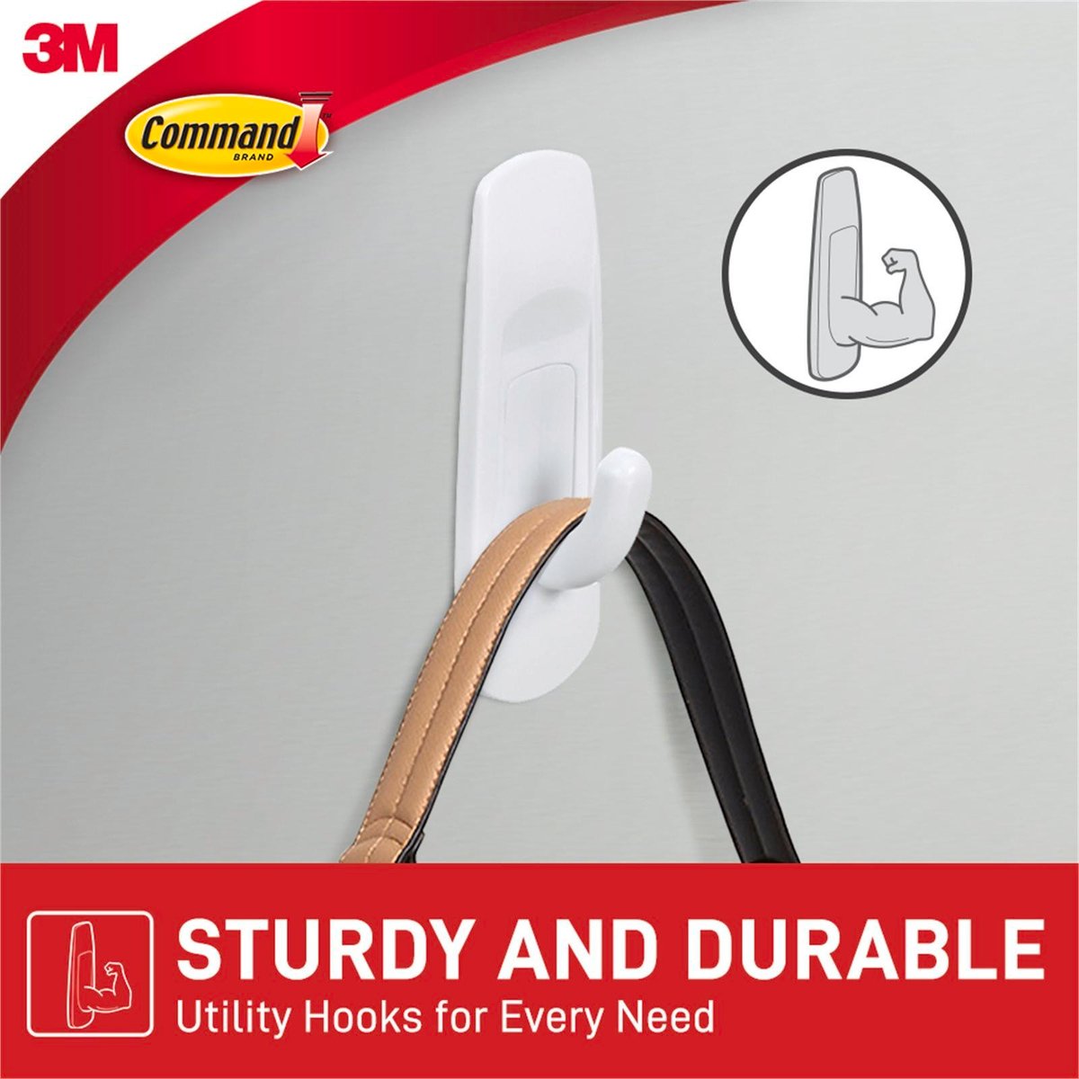 Command Medium White Plastic Adhesive Wall Hooks 6 Pack 1.3kg