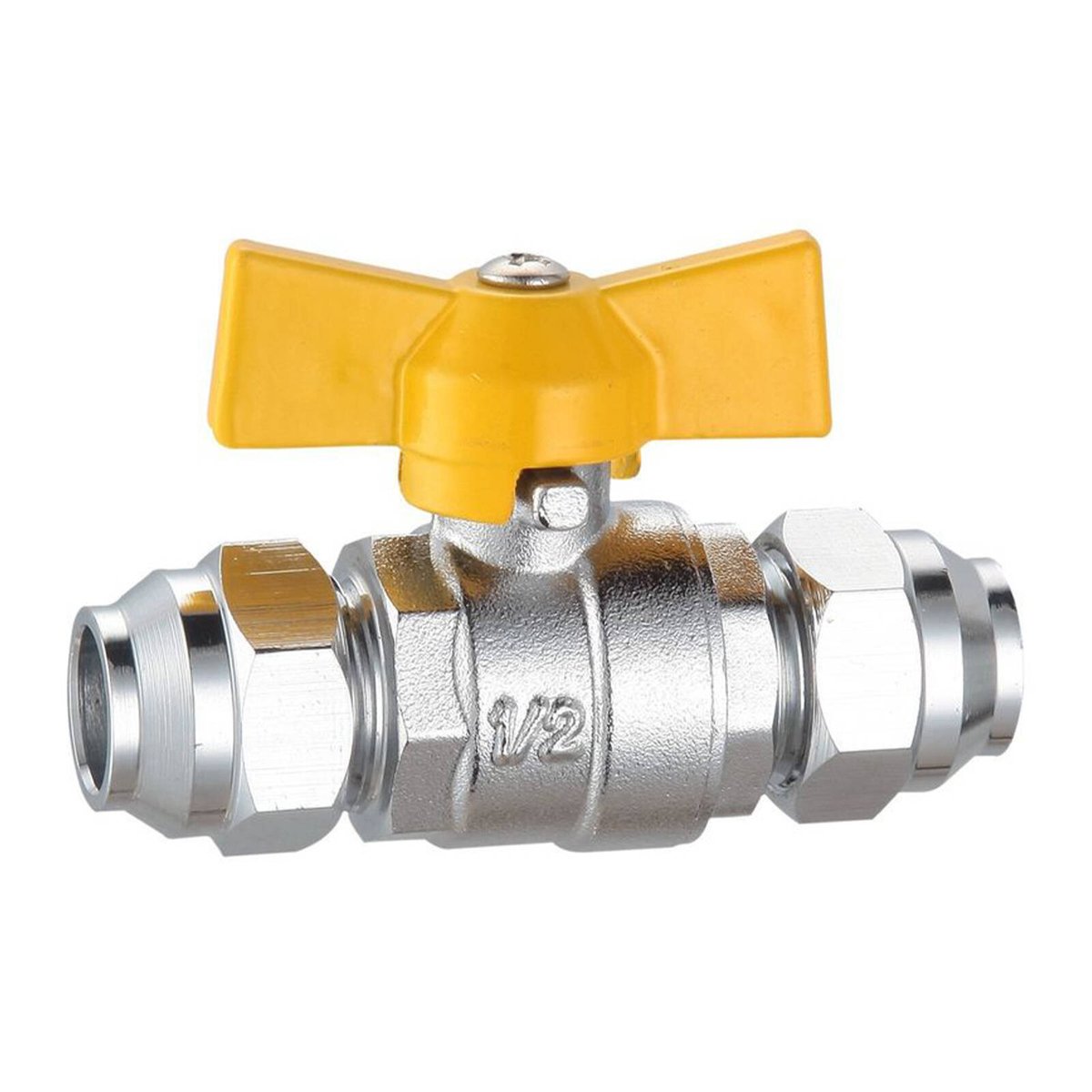 Kinetic 15mm Chrome Gas Cock, Lead Free Brass, Quarter-Turn