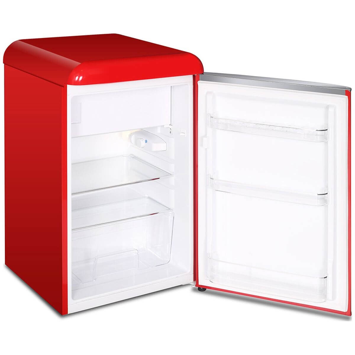 Husky 118L retro style bar fridge - red, 12L freezer compartment, adjustable shelves - HUSRET135RDHU