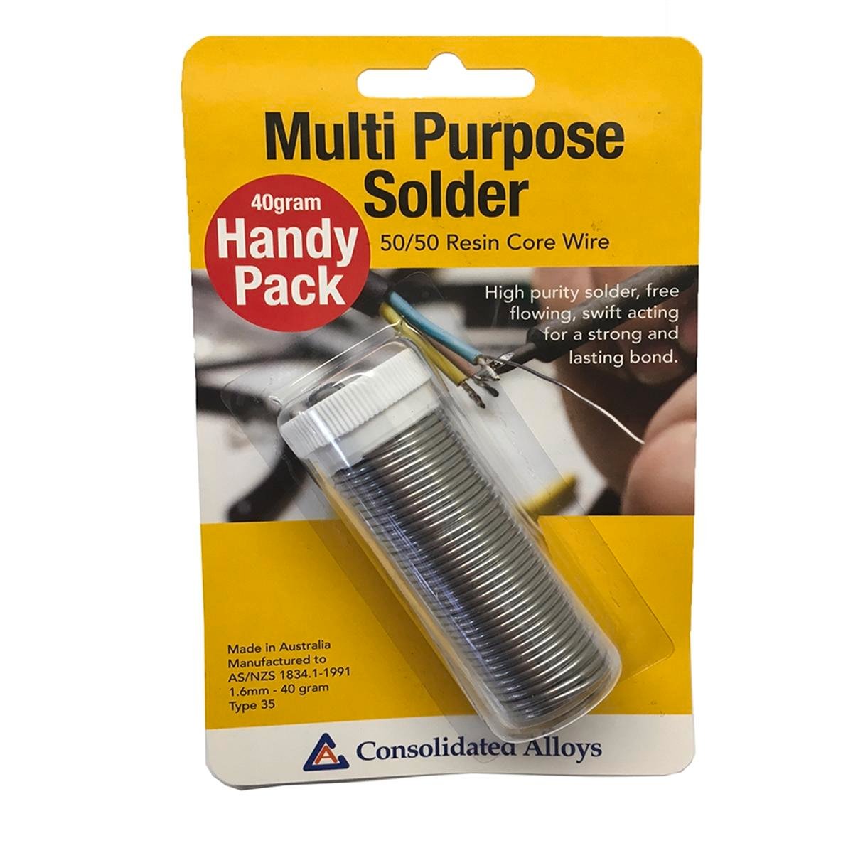 Consolidated Alloys 40g 50/50 Tin Lead Resin Core Solder, Silver