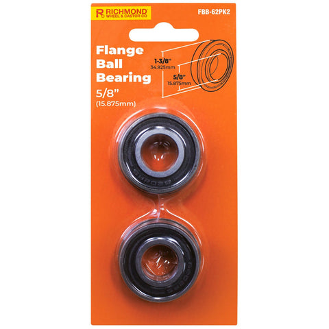 Richmond 1-3/8" x 5/8" Chrome Steel Flange Ball Bearing - 2 Pack