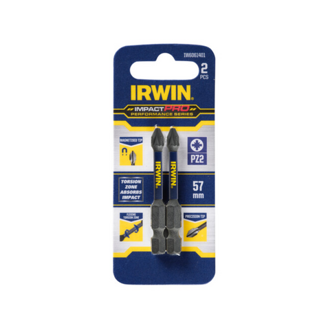 Irwin Impact Pro Performance 57mm PZ2 Screwdriver Bit 2 Pack