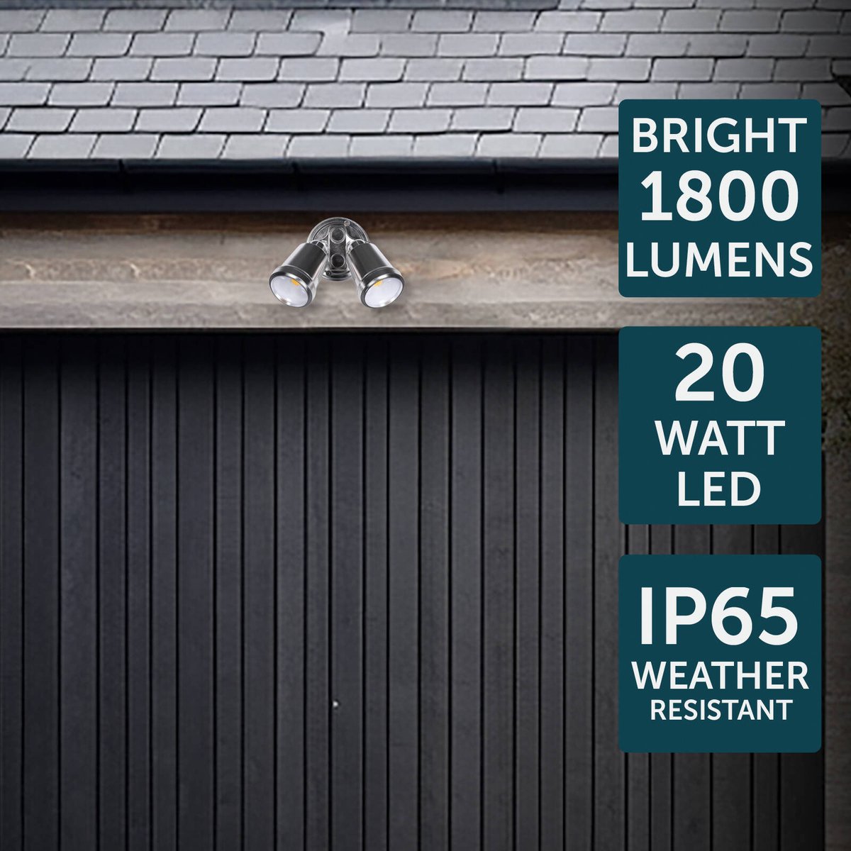 Brilliant Raptor III Twin Flood Light - 20W - 1800 Lumens - Satin Nickel - SuperSaverAU - view 4