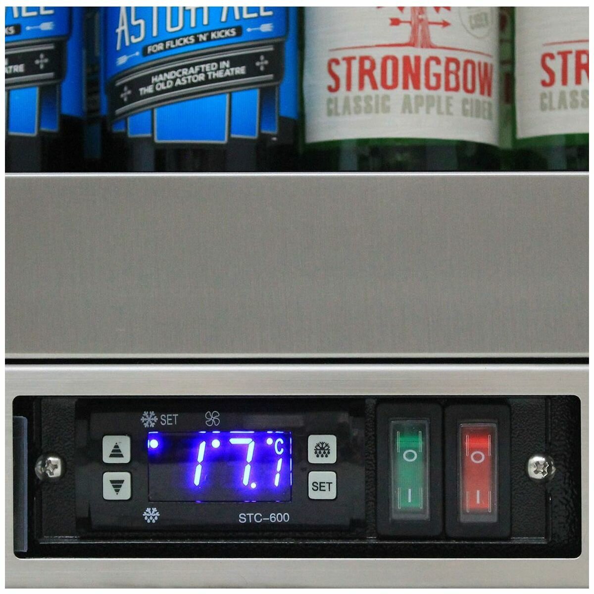 Rhino 129L Stainless Steel Bar Fridge - Heated Glass Door, Electronic Control, LED Lighting, 7 Star - SG1L-HDQ
