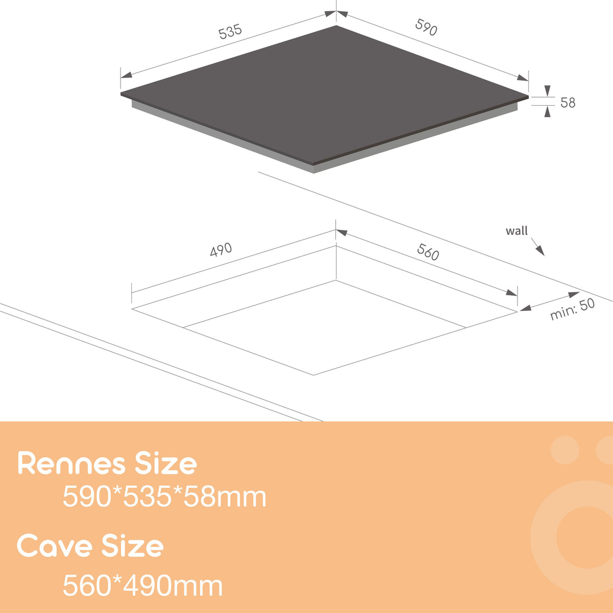 Linarie 60cm three zone induction cooktop - boost function - six cooking modes - black ceramic - LS60I3Z