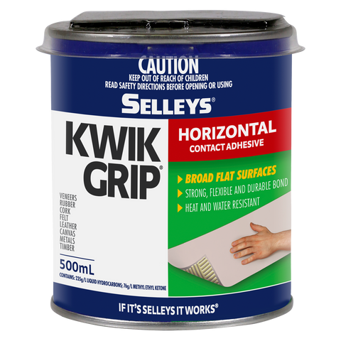 Selleys 500ml Kwik Grip Horizontal Contact Adhesive - Solvent-Based, Instant Bond