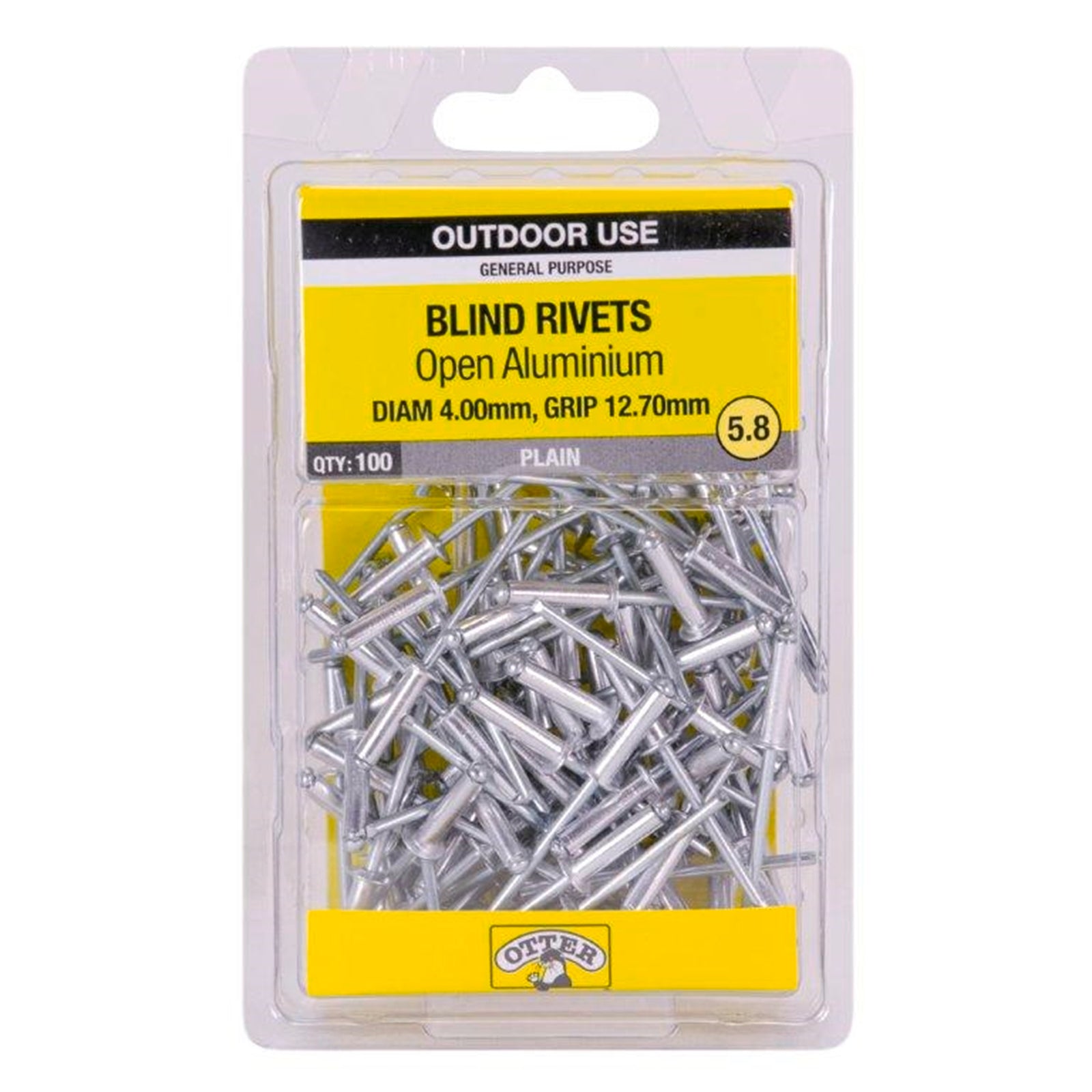 Otter 4.0 x 12.7mm Open Aluminium Blind Rivets 100 Pack