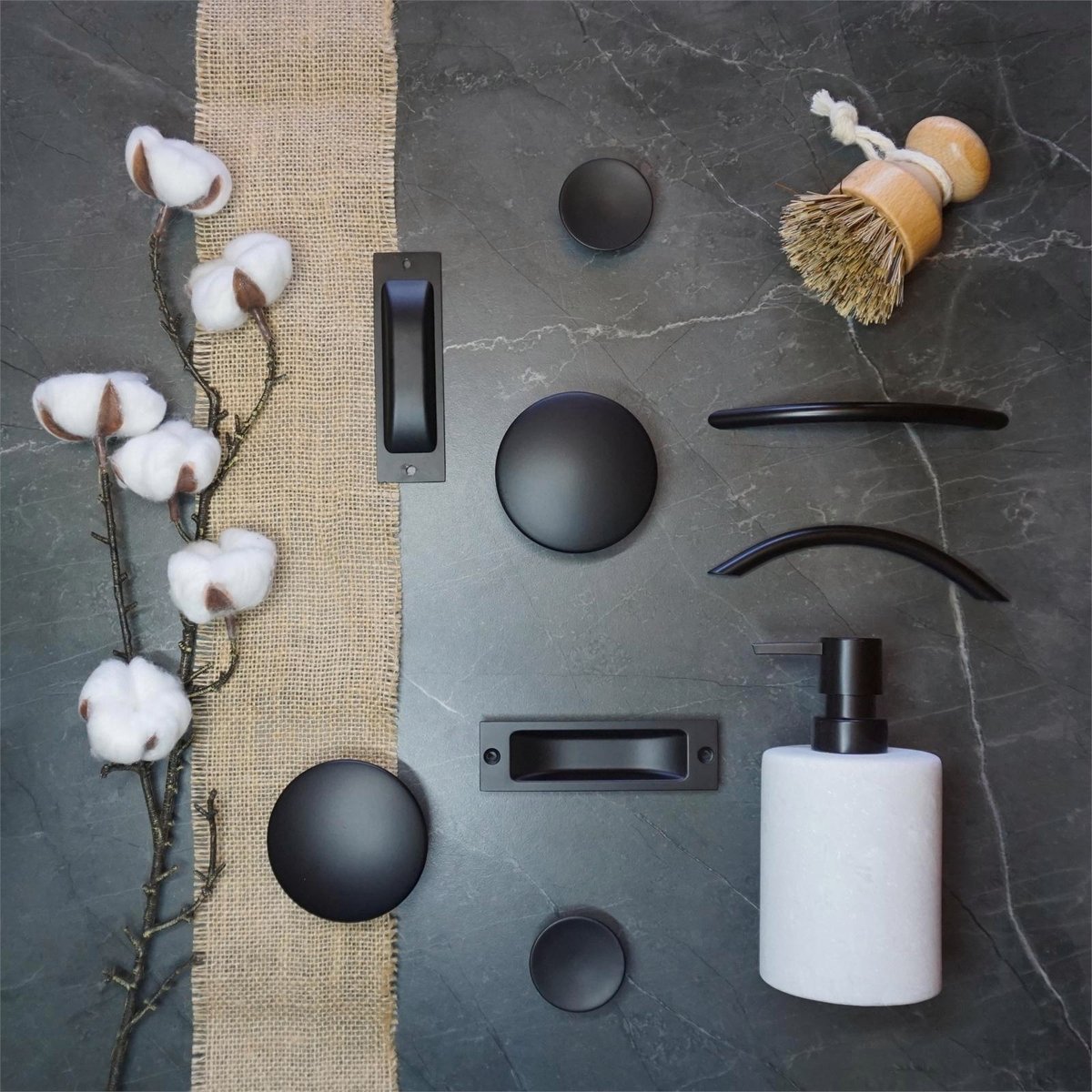 Lane 76mm Matte Black Round Timber Cabinet Knob