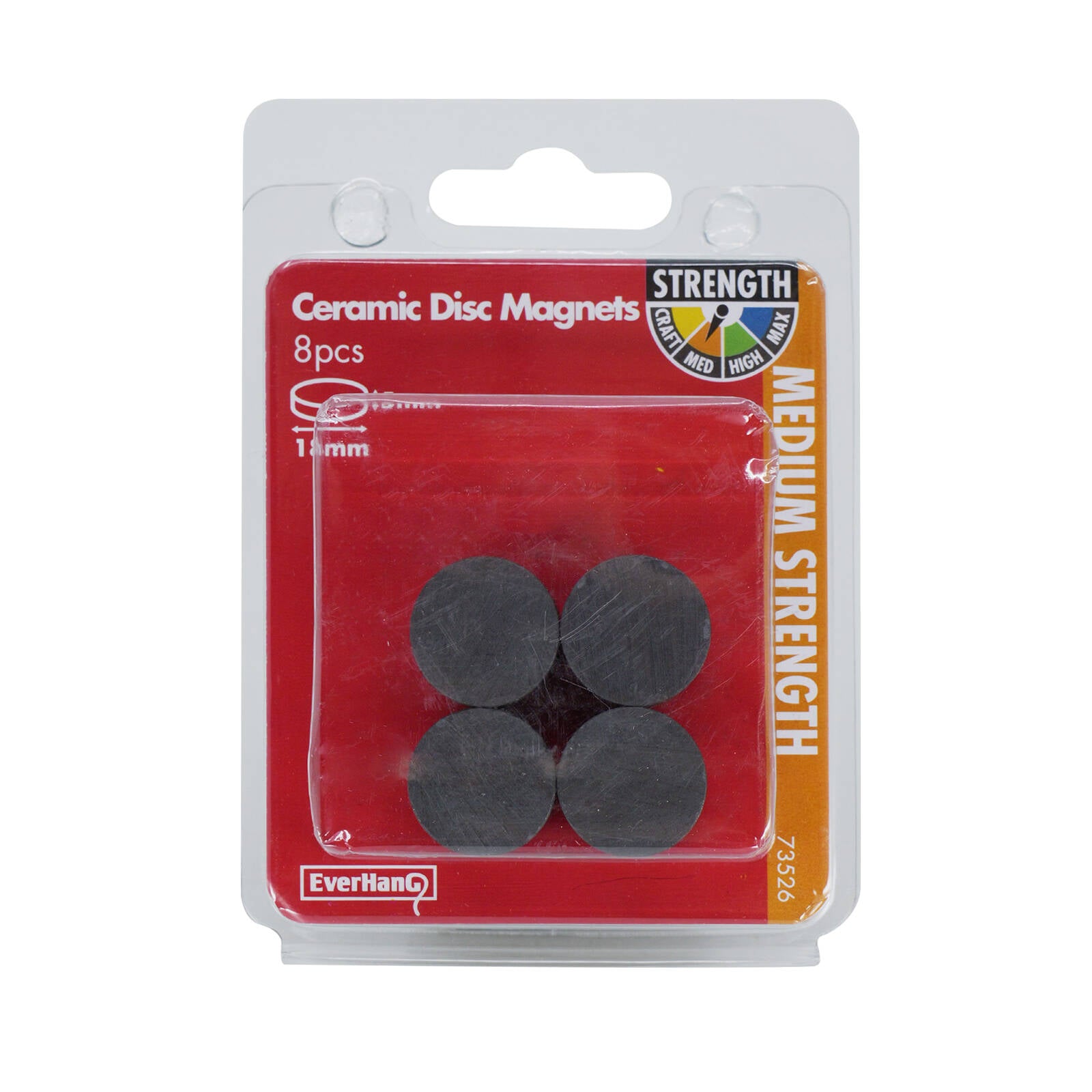 Everhang 18mm Ceramic Disc Magnet 8 Pack Ferrite Round