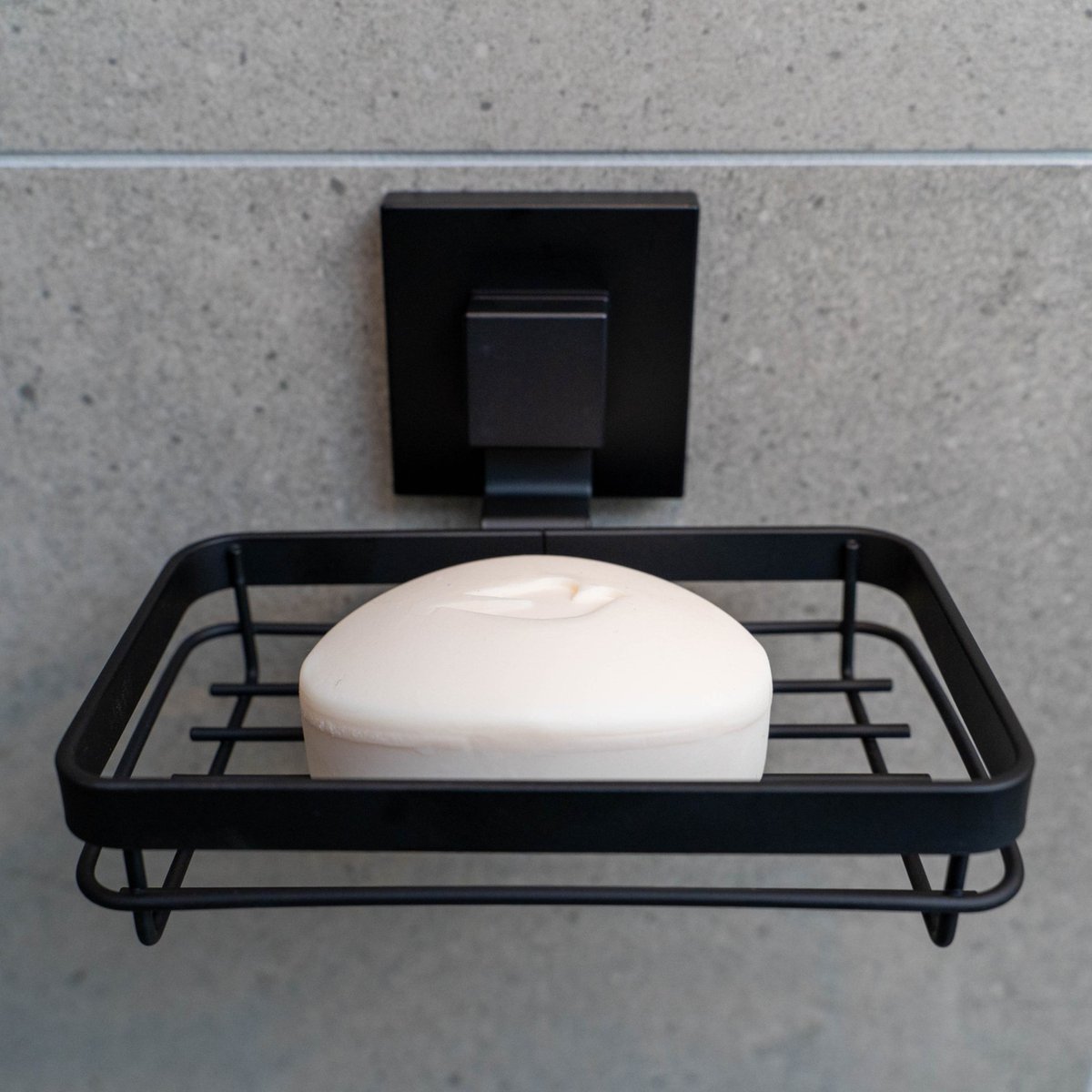Fusion-Loc 13kg Suction Soap Dish - Matte Black Powder Coated Steel