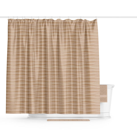 Barelli Textured Waves Natural Polyester Shower Curtain 180 x 180cm 12 Rings