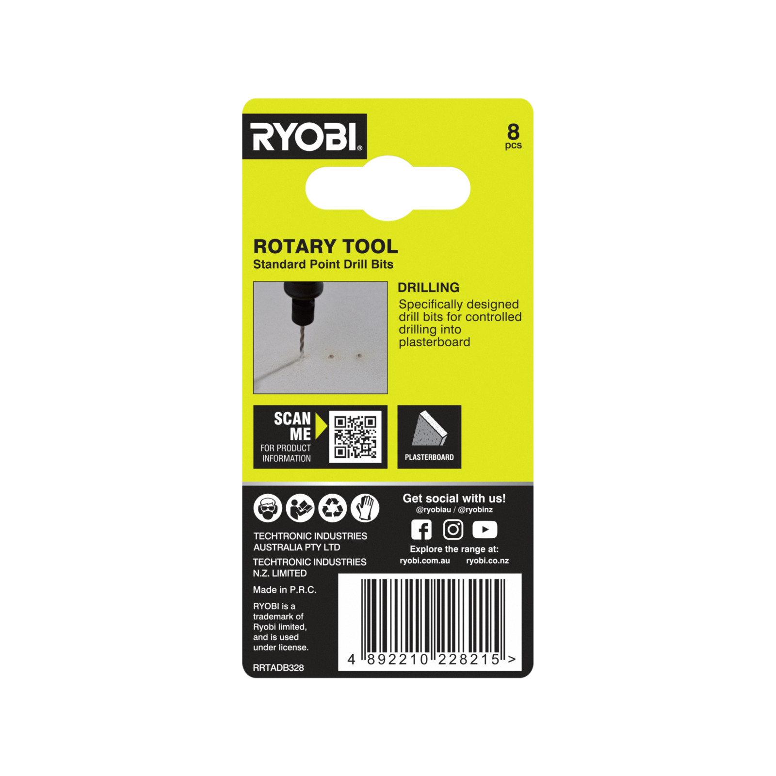 Ryobi 3.2mm Rotary Tool Drill Bit Set - 8 Pack