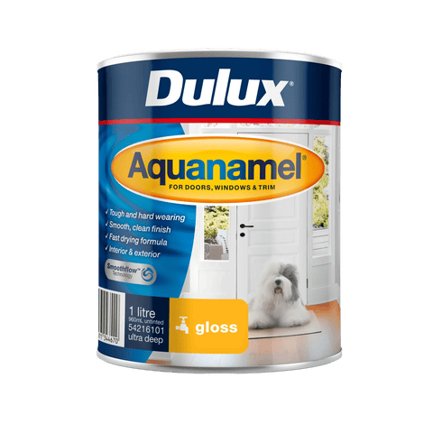Dulux Aquanamel Gloss Enamel Paint 1L Ultra Deep Base UV Resistant