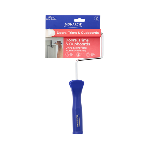 Monarch 160mm 4mm Nap Ultra Microfibre Doors Trims & Cupboards Mini Roller 2 Piece with Handle
