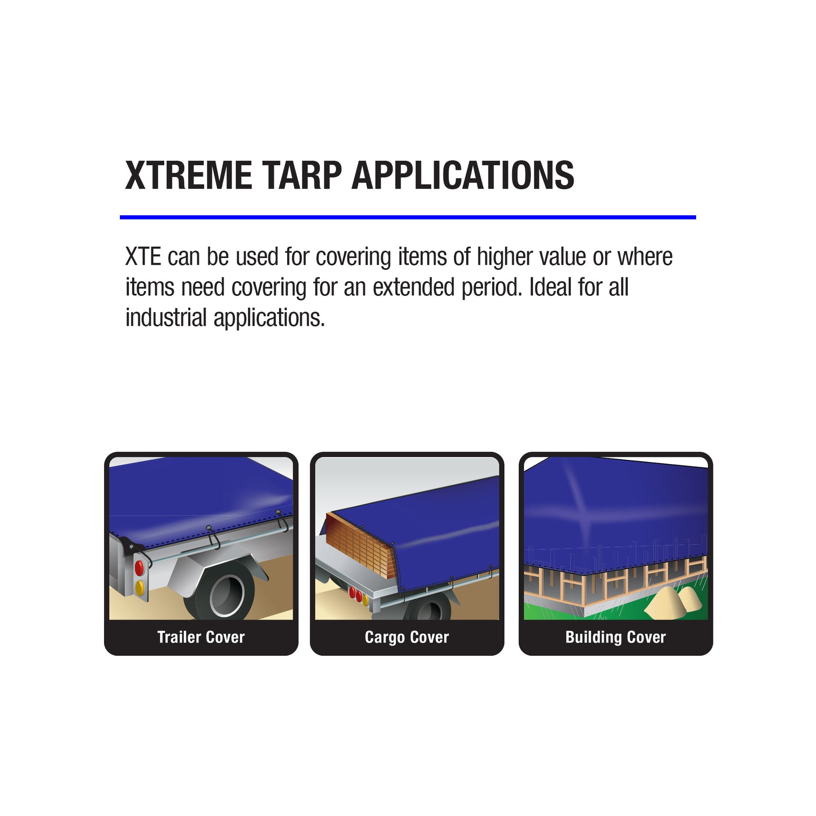Polytuf Xtreme 3.6m x 5.5m Blue Polyolefin Tarpaulin Heavy Duty UV and Water Resistant