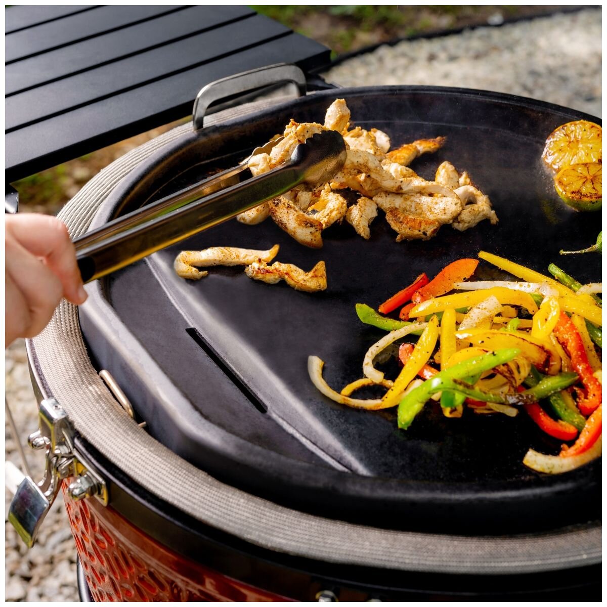 Kamado Joe Karbon Steel griddle for Classic Joe - pre-seasoned carbon steel flat-top, black - KJ15094522