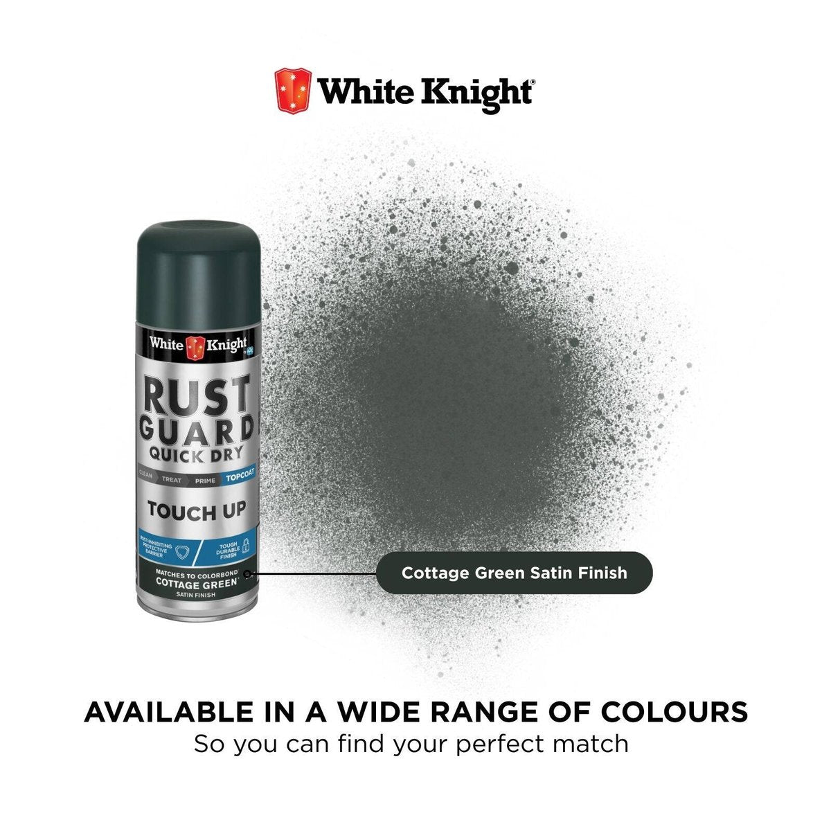 White Knight Rust Guard Touch Up Spray Paint 300g Cottage Green Satin